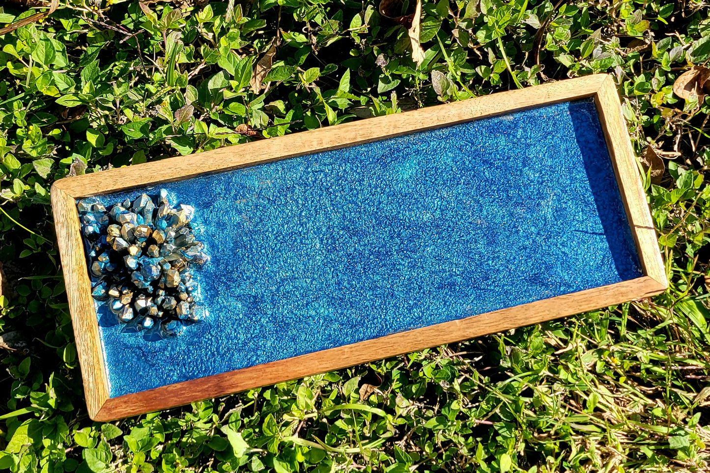 Blue and Gold Resin Catchall Tray