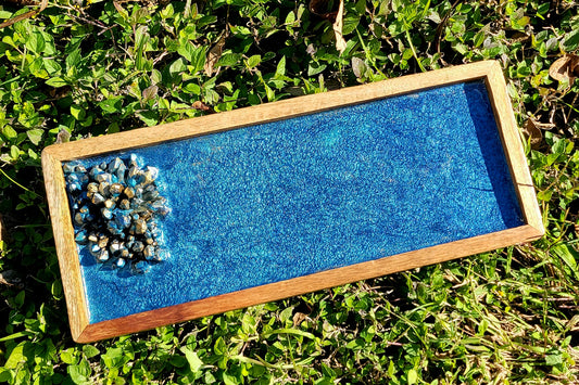 Blue and Gold Resin Catchall Tray