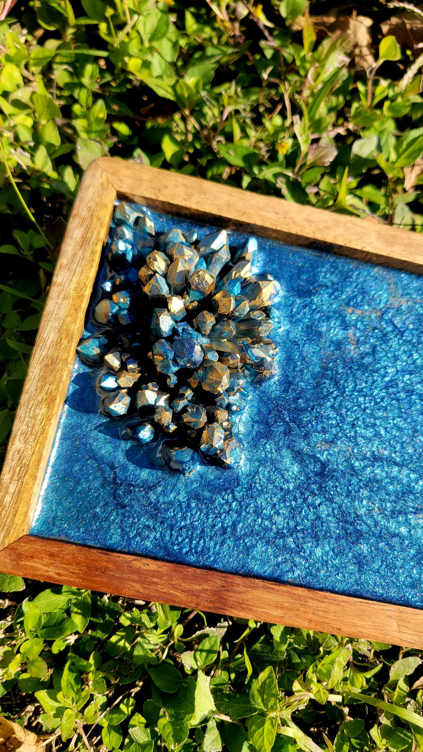 Blue and Gold Resin Catchall Tray