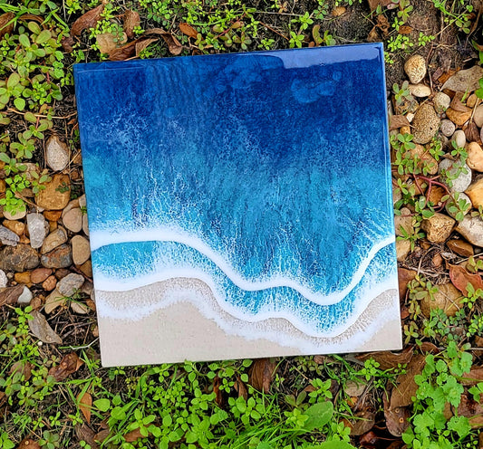 Resin Ocean Wall Art 12 x 12 inches