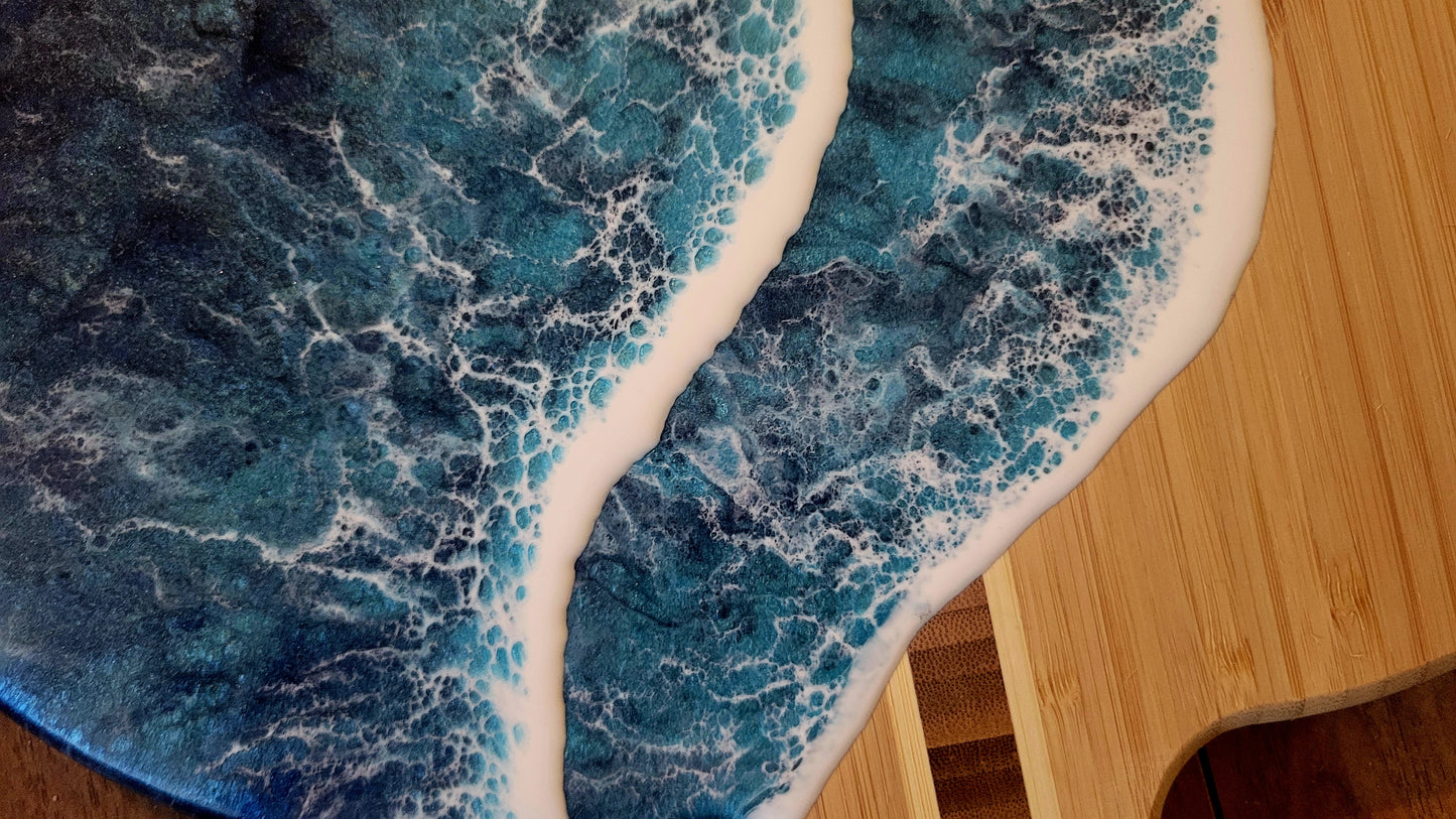 Resin Ocean Whale Tail Bamboo Charcuterie Board