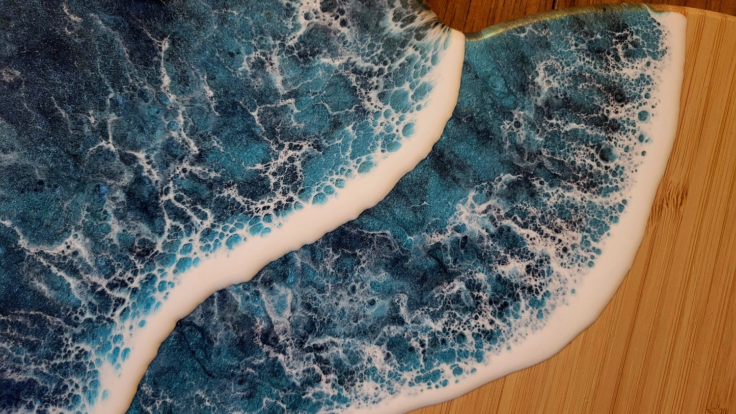 Resin Ocean Whale Tail Bamboo Charcuterie Board