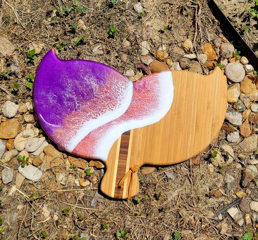 Sunset Purple & Pink Whale Tail Bamboo Charcuterie Board