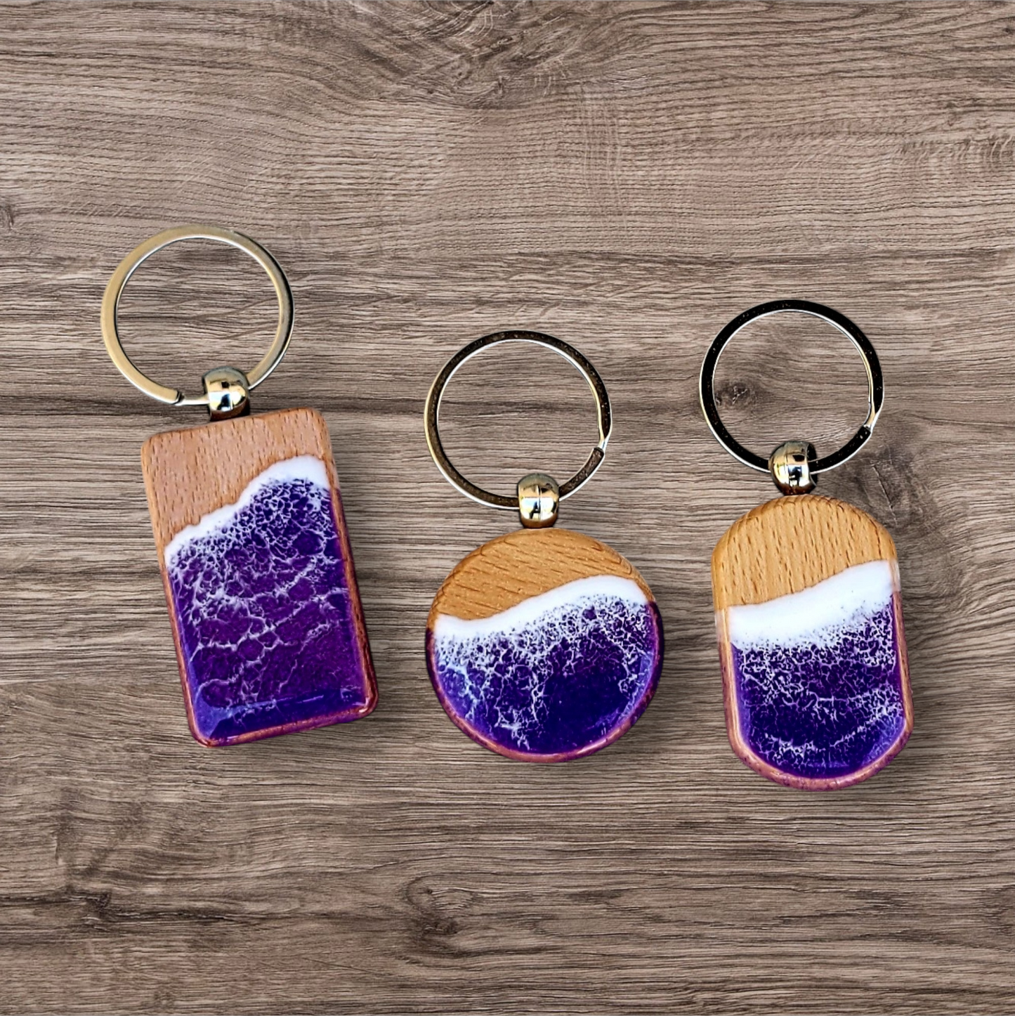 Purple Resin Wave Bamboo Keychain