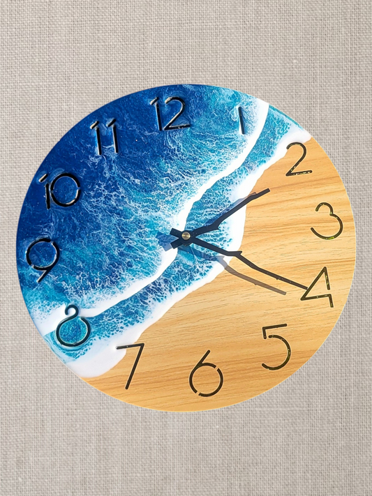 12 Inch Round Resin Ocean Bamboo Wall Clock