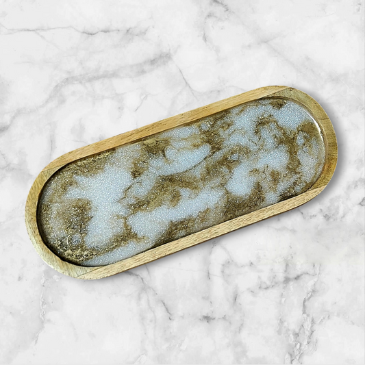 White and Gold Resin Catchall Tray